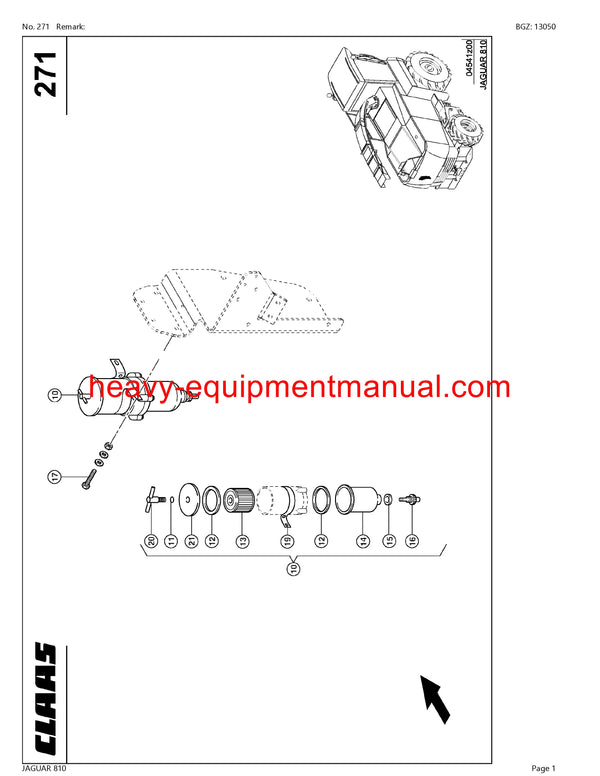 CLAAS JAGUAR 810 FORAGE HARVESTER PARTS CATALOG MANUAL