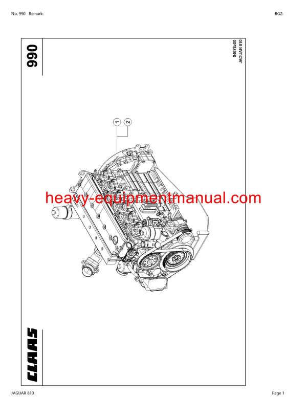 CLAAS JAGUAR 810 FORAGE HARVESTER PARTS CATALOG MANUAL