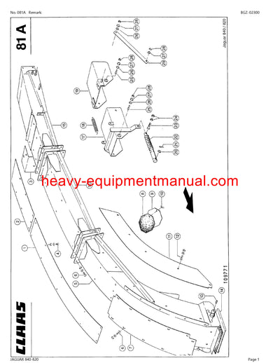 PDF Claas 840 - 820 Jaguar Forage Harvester Parts Manual