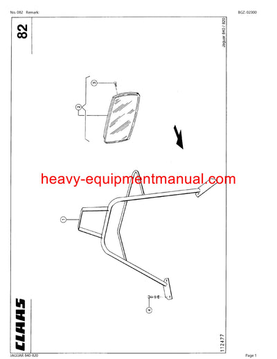 CLAAS JAGUAR 840-820 FORAGE HARVESTER PARTS CATALOG MANUAL (SN: 49100011-49199999)