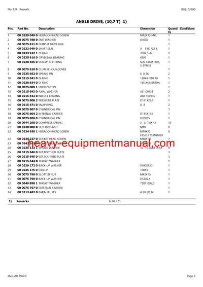 DOWNLOAD CLAAS JAGUAR 8500C FORAGE HARVESTER PARTS CATALOG MANUAL