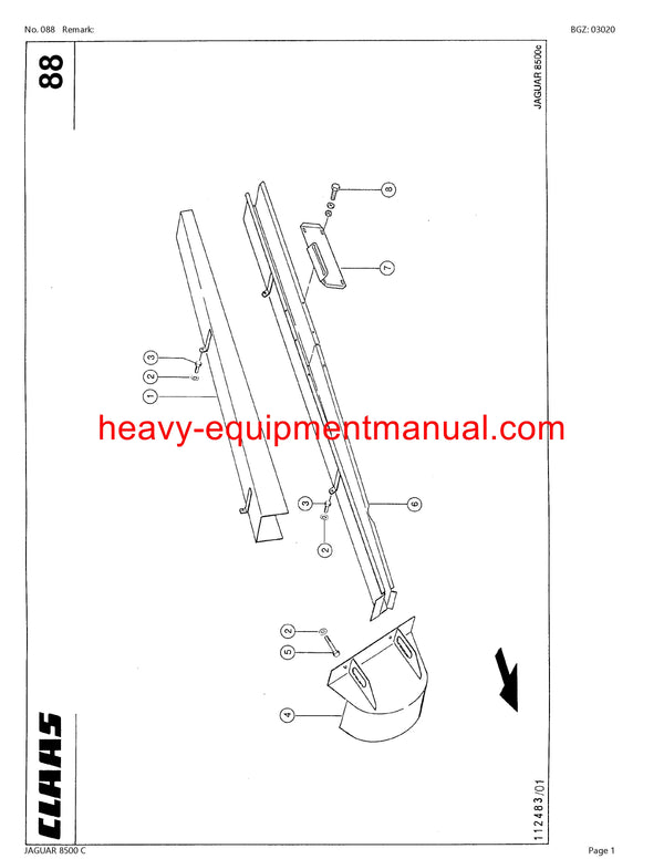 DOWNLOAD CLAAS JAGUAR 8500C FORAGE HARVESTER PARTS CATALOG MANUAL