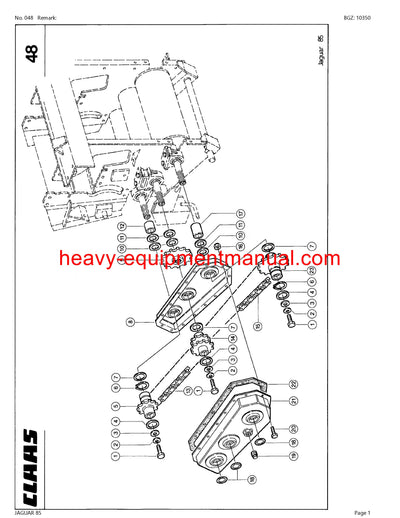 CLAAS JAGUAR 85 FORAGE HARVESTER PARTS CATALOG MANUAL