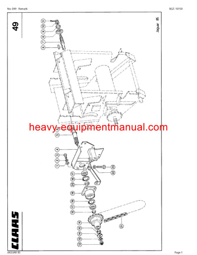 CLAAS JAGUAR 85 FORAGE HARVESTER PARTS CATALOG MANUAL