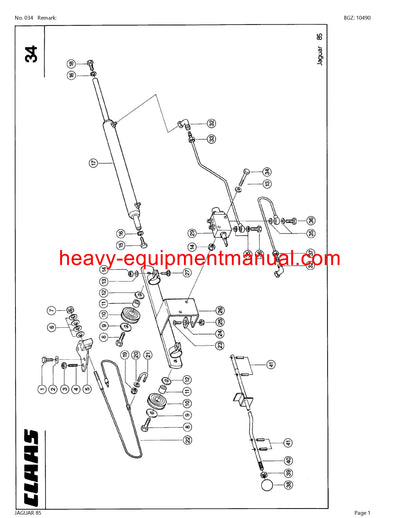 CLAAS JAGUAR 85 FORAGE HARVESTER PARTS CATALOG MANUAL