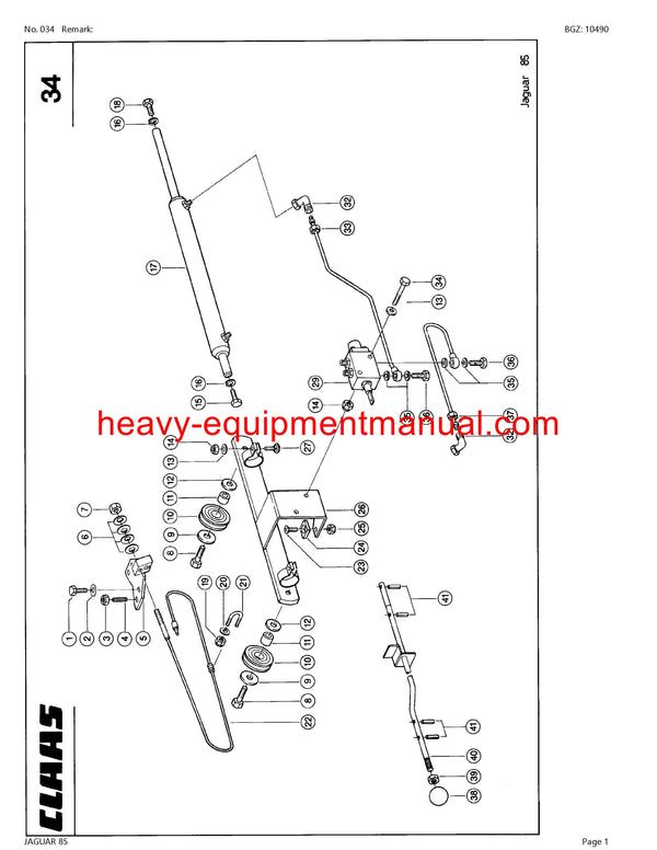 CLAAS JAGUAR 85 FORAGE HARVESTER PARTS CATALOG MANUAL