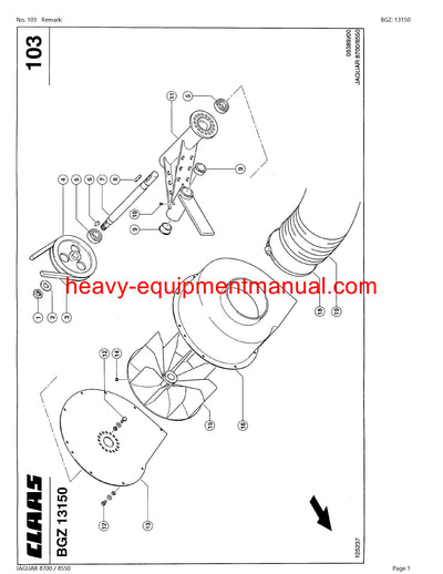 CLAAS JAGUAR 8700 8550 FORAGE HARVESTER PARTS CATALOG MANUAL
