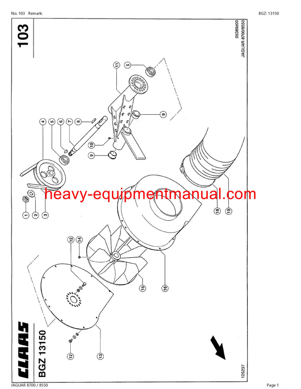 CLAAS JAGUAR 8700 8550 FORAGE HARVESTER PARTS CATALOG MANUAL