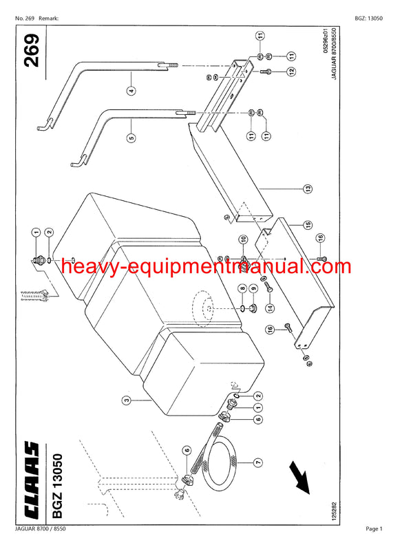 CLAAS JAGUAR 8700 8550 FORAGE HARVESTER PARTS CATALOG MANUAL