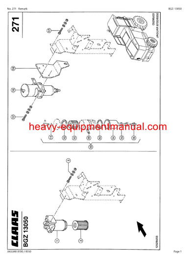 CLAAS JAGUAR 8700 8550 FORAGE HARVESTER PARTS CATALOG MANUAL