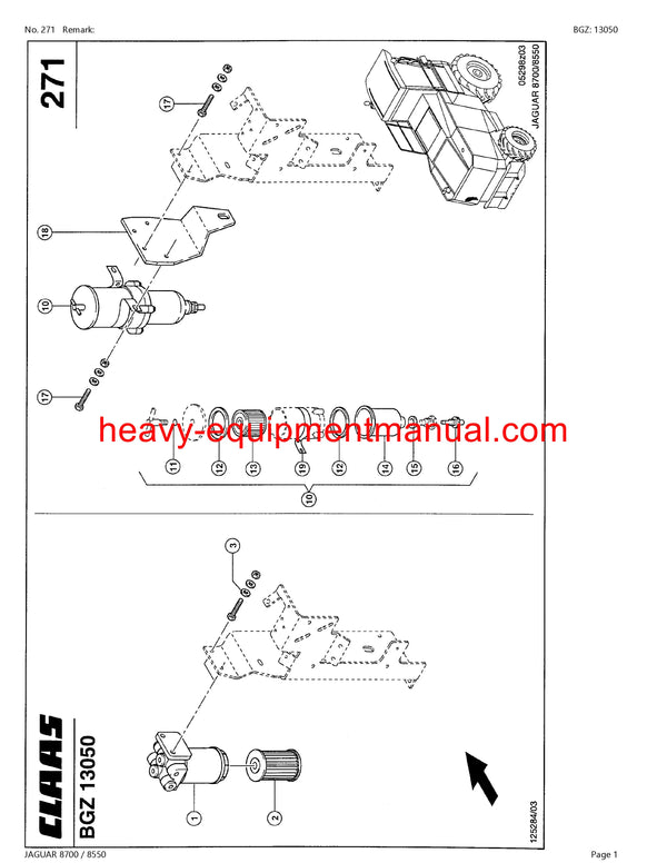 CLAAS JAGUAR 8700 8550 FORAGE HARVESTER PARTS CATALOG MANUAL