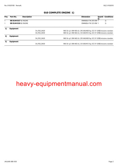 PDF Claas 880 - 830 Jaguar Forage Harvester Parts Manual