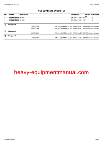 CLAAS JAGUAR 880-830 FORAGE HARVESTER PARTS CATALOG MANUAL