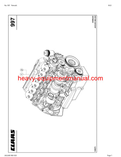 PDF Claas 900 - 830 Jaguar Forage Harvester Parts Manual