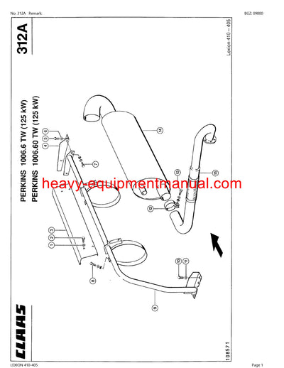 PDF Claas 410 - 405 Lexion Combine Parts Manual