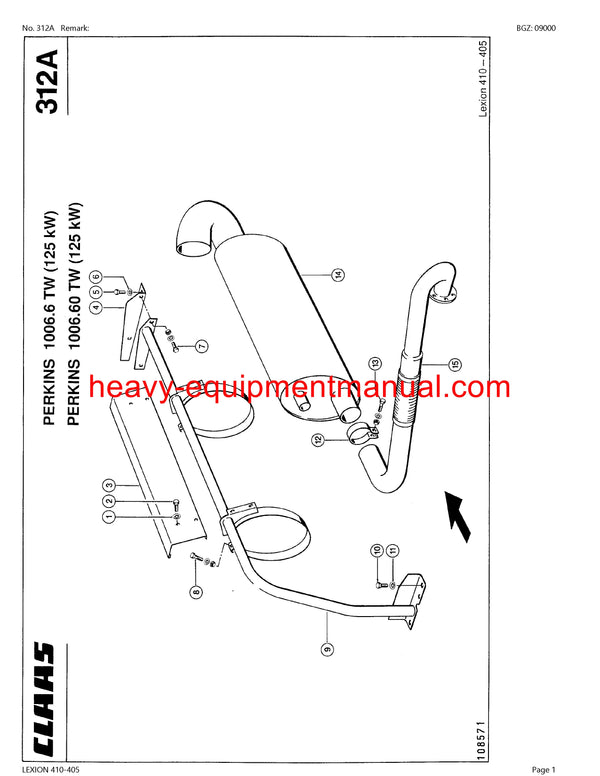 PDF Claas 410 - 405 Lexion Combine Parts Manual