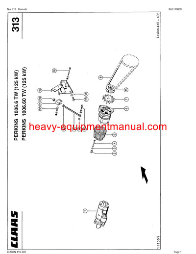 PDF Claas 410 - 405 Lexion Combine Parts Manual