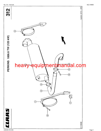 PDF Claas 410 - 405 Lexion Combine Parts Manual