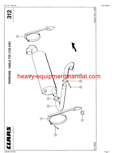 CLAAS LEXION 410-405 COMBINE PARTS CATALOG MANUAL