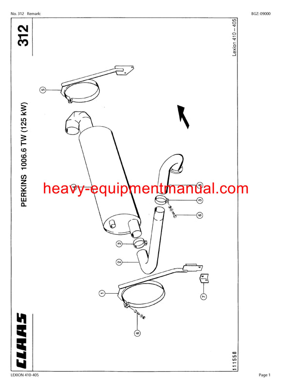 CLAAS LEXION 410-405 COMBINE PARTS CATALOG MANUAL