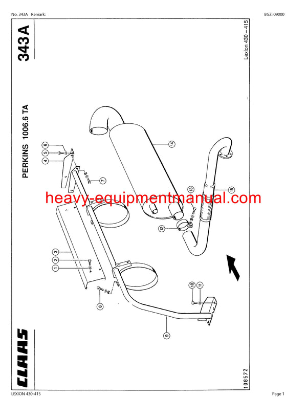CLAAS LEXION 430-415 COMBINE PARTS CATALOG MANUAL