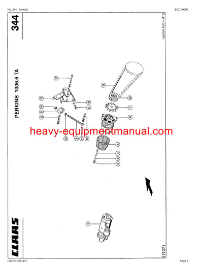 CLAAS LEXION 430-415 COMBINE PARTS CATALOG MANUAL