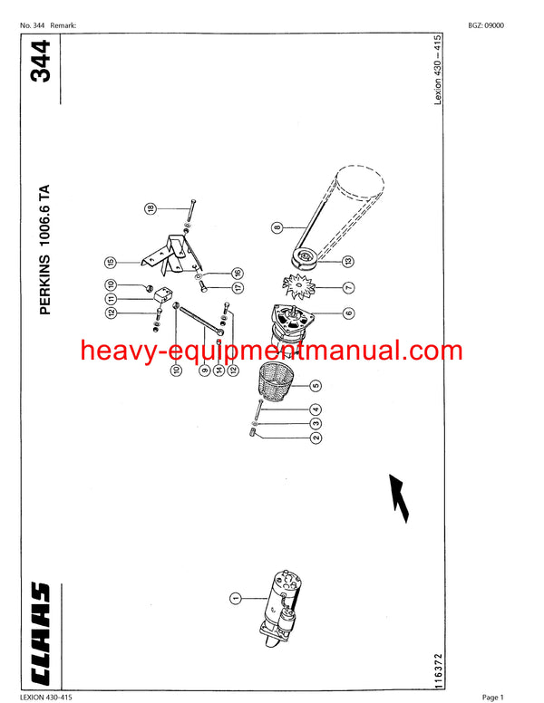 CLAAS LEXION 430-415 COMBINE PARTS CATALOG MANUAL