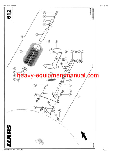 CLAAS LEXION 430-420 MONTANA COMBINE PARTS CATALOG MANUAL