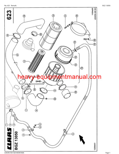 CLAAS LEXION 430-420 MONTANA COMBINE PARTS CATALOG MANUAL