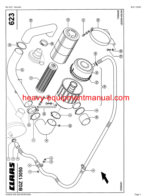 CLAAS LEXION 430-420 MONTANA COMBINE PARTS CATALOG MANUAL