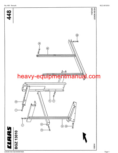 CLAAS LEXION 430-420 MONTANA COMBINE PARTS CATALOG MANUAL