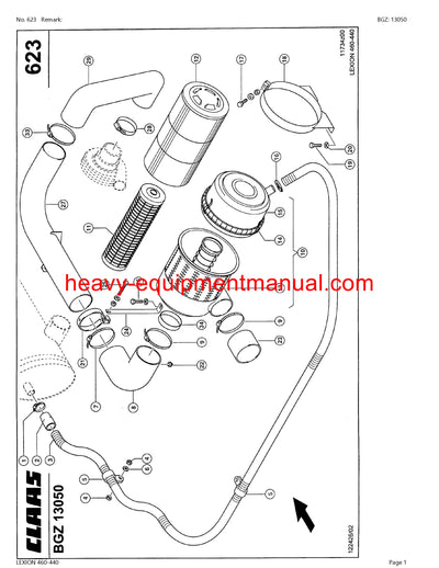 CLAAS LEXION 460-440 COMBINE PARTS CATALOG MANUAL (SN: 54400011-54499999)