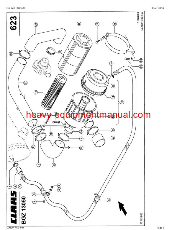CLAAS LEXION 460-440 COMBINE PARTS CATALOG MANUAL (SN: 54400011-54499999)