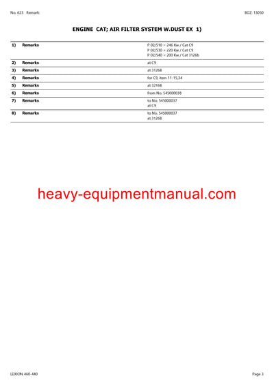 PDF Claas 460 - 440 Lexion Combine Parts Manual