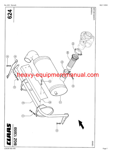 CLAAS LEXION 460-440 COMBINE PARTS CATALOG MANUAL (SN: 54400011-54499999)