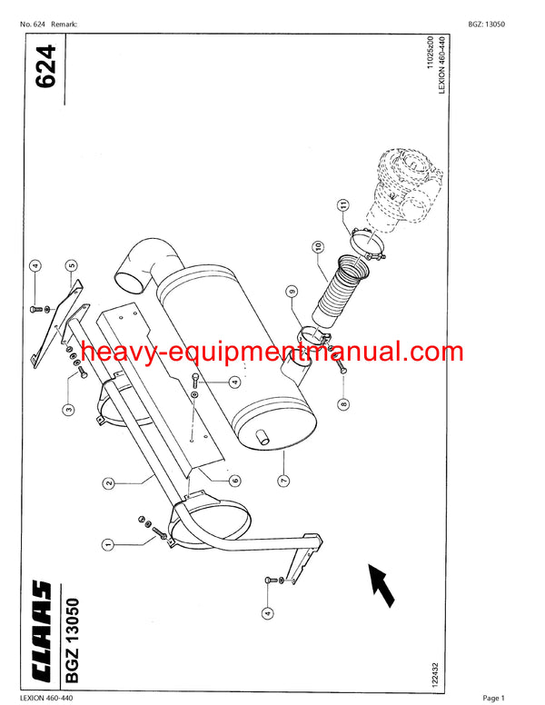 CLAAS LEXION 460-440 COMBINE PARTS CATALOG MANUAL (SN: 54400011-54499999)