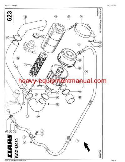 CLAAS LEXION 460-450 TERRA-TRAC COMBINE PARTS CATALOG MANUAL (SN: 54700011-54799999)