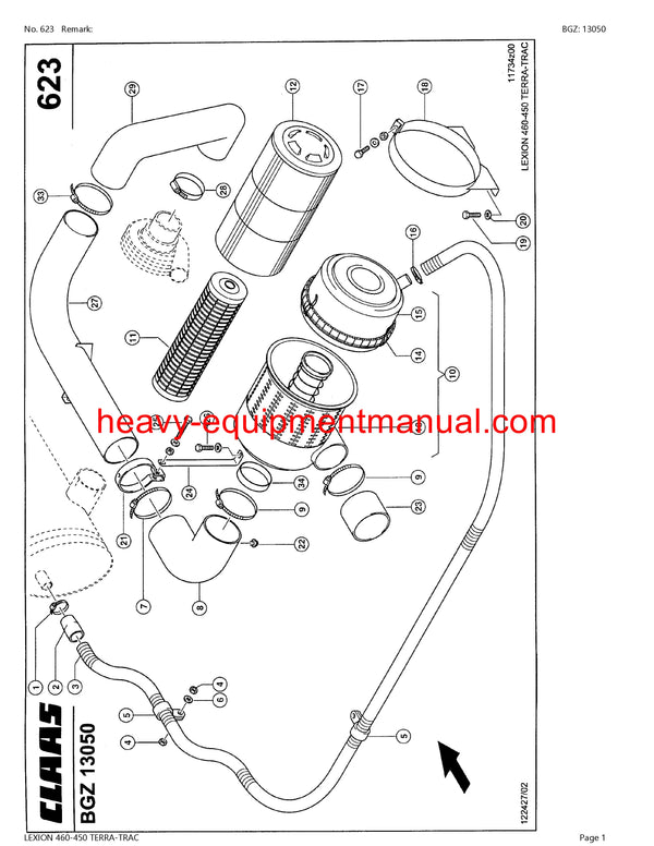 CLAAS LEXION 460-450 TERRA-TRAC COMBINE PARTS CATALOG MANUAL (SN: 45700011-45799999)