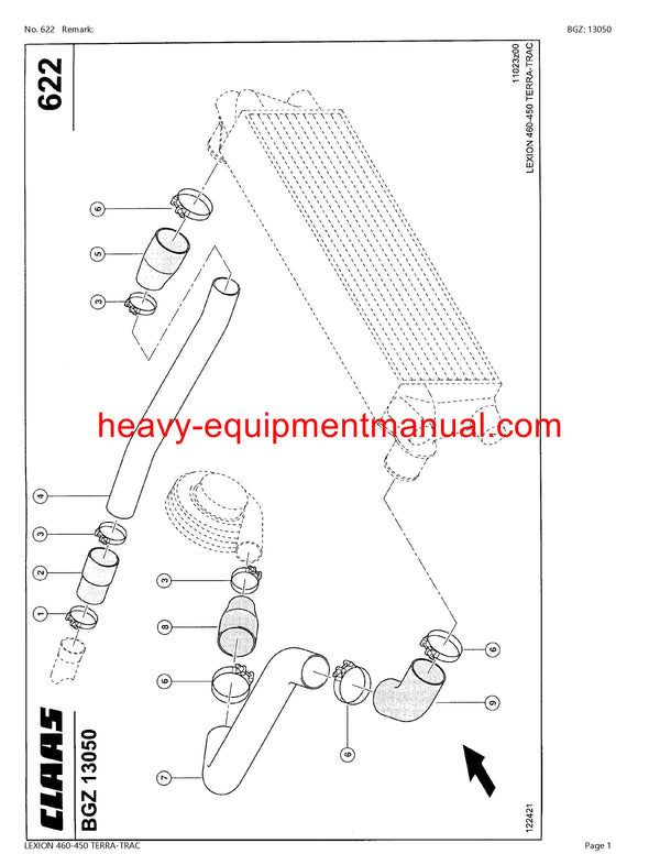 CLAAS LEXION 460-450 TERRA-TRAC COMBINE PARTS CATALOG MANUAL (SN: 54700011-54799999)