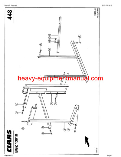 CLAAS LEXION 470 COMBINE PARTS CATALOG MANUAL