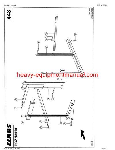 CLAAS LEXION 470 MONTANA COMBINE PARTS CATALOG MANUAL