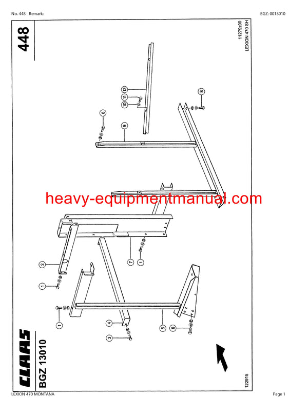 CLAAS LEXION 470 MONTANA COMBINE PARTS CATALOG MANUAL