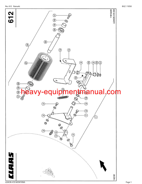 CLAAS LEXION 470 MONTANA COMBINE PARTS CATALOG MANUAL