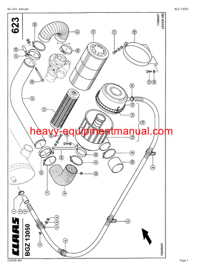 CLAAS LEXION 480 COMBINE PARTS CATALOG MANUAL (SN: 54600011-54699999)