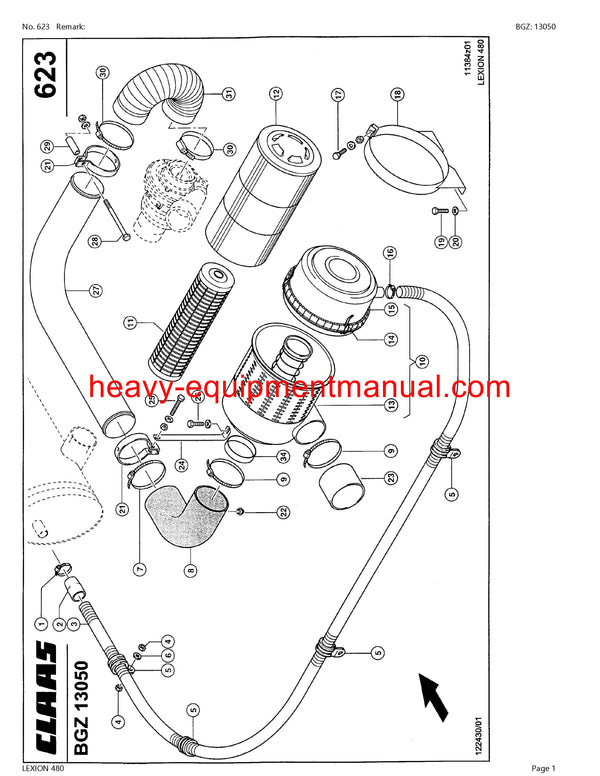 CLAAS LEXION 480 COMBINE PARTS CATALOG MANUAL (SN: 4600001-46699999)