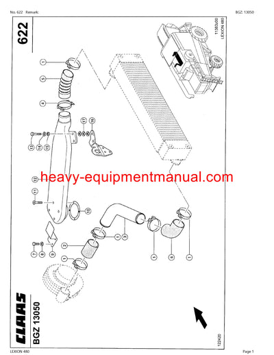 CLAAS LEXION 480 COMBINE PARTS CATALOG MANUAL (SN: 54600011-54699999)