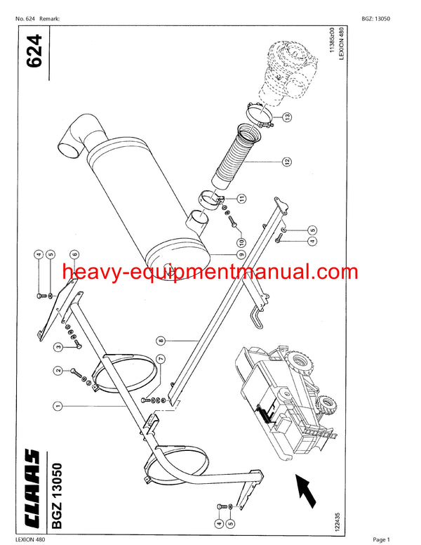 CLAAS LEXION 480 COMBINE PARTS CATALOG MANUAL (SN: 4600001-46699999)