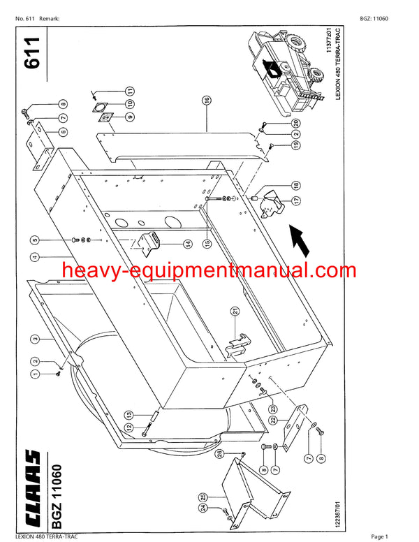 CLAAS LEXION 480 TERRA-TRAC COMBINE PARTS CATALOG MANUAL (SN: 54800011-54899999)