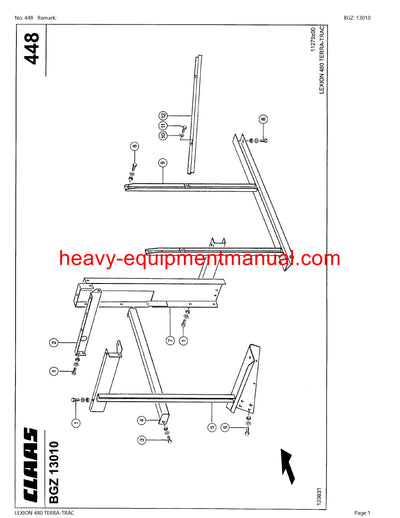 CLAAS LEXION 480 TERRA-TRAC COMBINE PARTS CATALOG MANUAL (SN: 46800011-46899999)