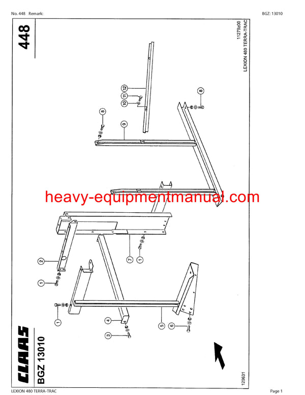 CLAAS LEXION 480 TERRA-TRAC COMBINE PARTS CATALOG MANUAL (SN: 46800011-46899999)